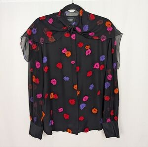 Akris 100% Silk Floral Blouse Top Switzerland